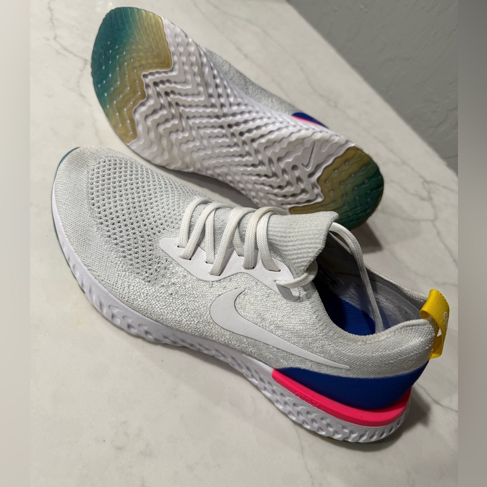 Nike Epic React White and Blue Running Shoes